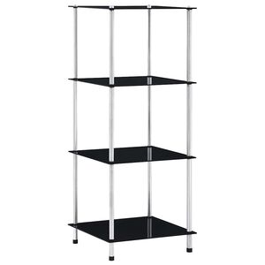 vidaXL Hylla 4 hyllplan svart 40x40x100 cm h&auml;rdat glas