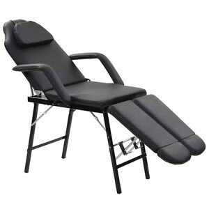 vidaXL B&auml;rbar behandlingsstol konstl&auml;der 185x78x76 cm svart