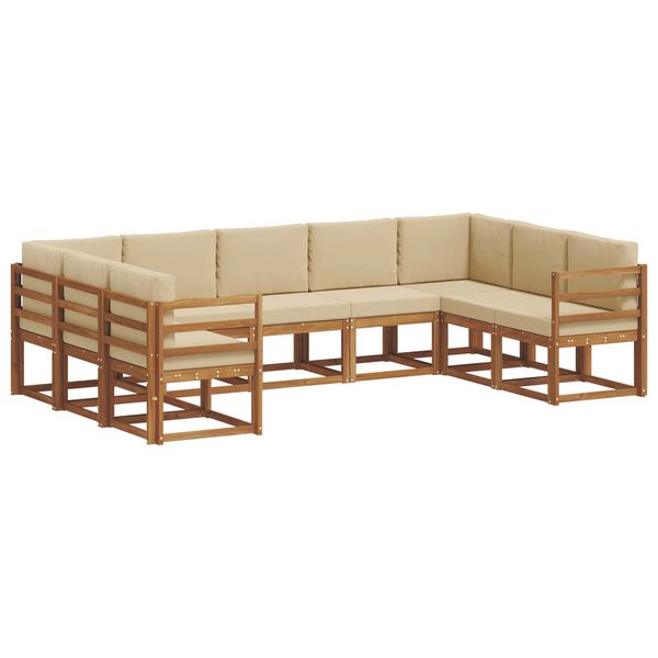 vidaXL Utomhussoffset med kudde 9 pcs Naturlig och Beige