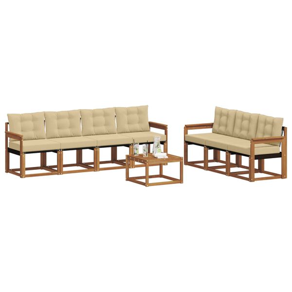 vidaXL Utomhussoffset med kudde 8 pcs Naturlig och Beige
