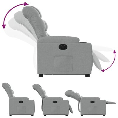 vidaXL Elektrisk reclinerfåtölj med uppresningshjälp ljusgrå tyg