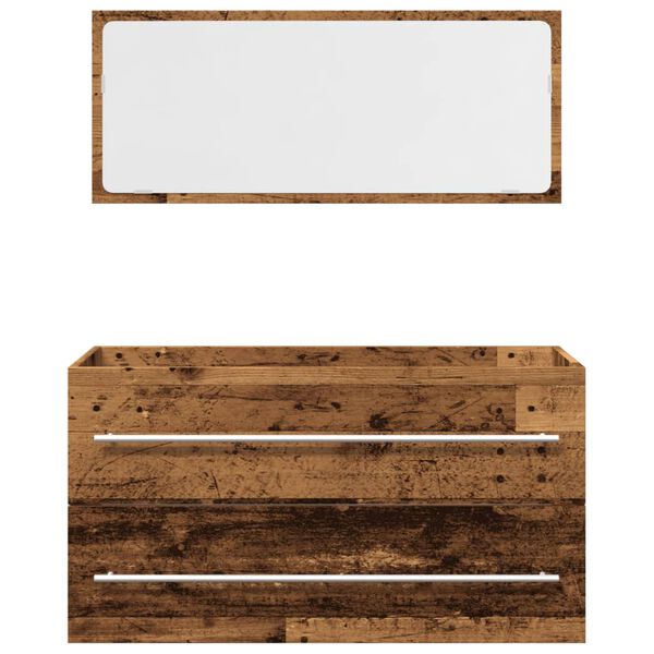 vidaXL Badrumsm&ouml;bler 2 delar set &aring;ldrat tr&auml; konstruerat tr&auml;