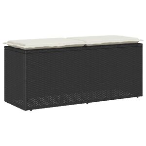 vidaXL Tr&auml;dg&aring;rdsb&auml;nk med dyna svart 110x40x44 cm konstrotting
