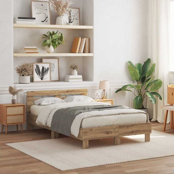 vidaXL S&auml;ngram med huvudgavel artisan ek 135 x 190 cm Konstruerat tr&auml;