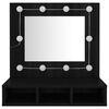 vidaXL Spegelskåp med LED svart 60x31,5x62 cm