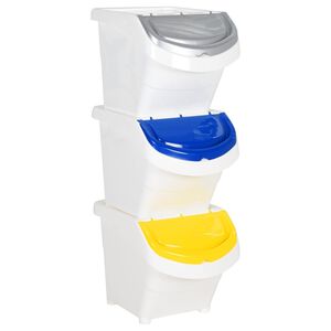 vidaXL Stapelbara soptunnor med lock 3 st vit PP 78 L