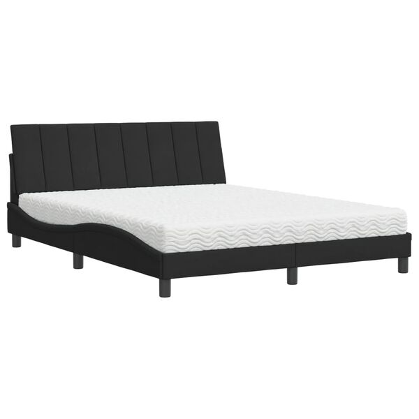 vidaXL Bed with Mattress "Hanko" Black 160x200 cm Velvet