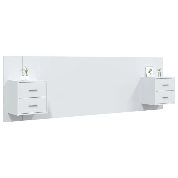 vidaXL Sänggavel med lådor vit konstruerat trä