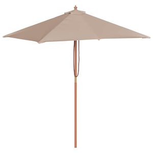 vidaXL Tr&auml;dg&aring;rdsparasoll med tr&auml;st&aring;ng 150x200 cm taupe