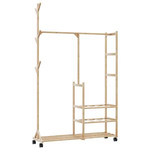 vidaXL Kl&auml;dst&auml;ll med hyllor och hjul 100x38x175,5 cm bambu
