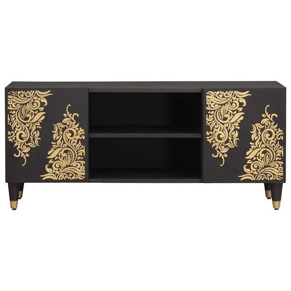 vidaXL TV-skåp med hylla Svart 105 x 33 x 46 cm Massivt mangoträ