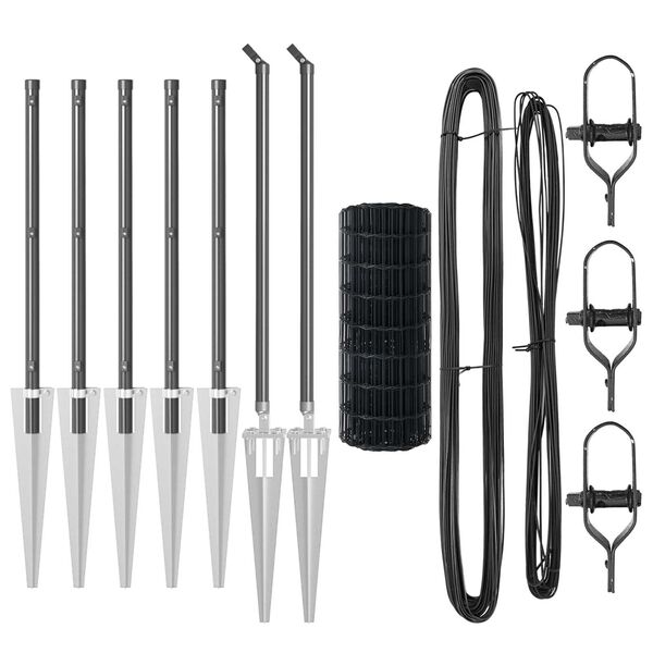 vidaXL St&auml;ngsel med stolpe Gr&aring; 0,4 x 10 m St&aring;l och PVC