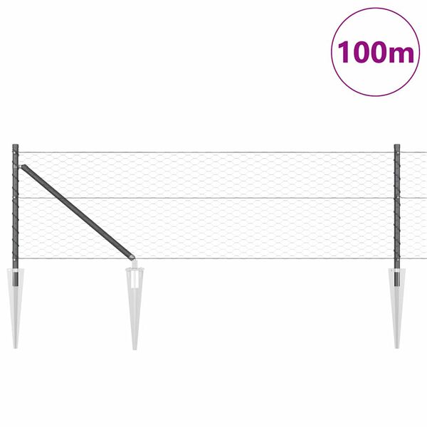 vidaXL St&auml;ngselstolpe Gr&aring; 100 x 0,6 m (36 mm n&auml;t) St&aring;l och PVC