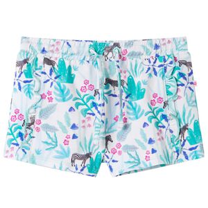 Barnshorts med sn&ouml;re ecru och m&ouml;rk mintgr&ouml;n 128