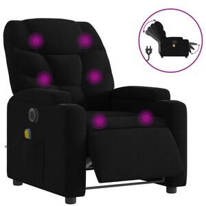 vidaXL Elektrisk massagef&aring;t&ouml;lj med uppresningshj&auml;lp svart tyg