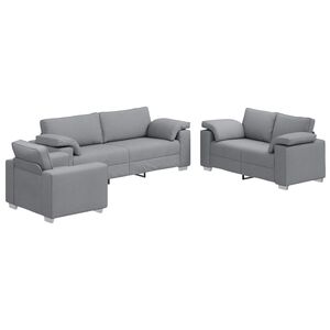 vidaXL Soffa 3 pcs Ljusgr&aring; 219 x 80 x 82 cm Linnenblandad tyg