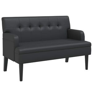 vidaXL B&auml;nk med ryggst&ouml;d svart 112x65,5x75 cm konstl&auml;der