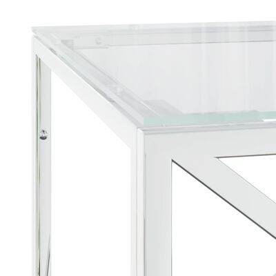 vidaXL Soffbord 110x45x45 cm rostfritt stål och glas