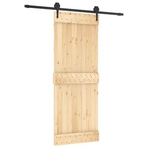 vidaXL Skjutd&ouml;rr Naturlig och svart 80 x 210 cm Massiv furutr&auml;d&ouml;rr