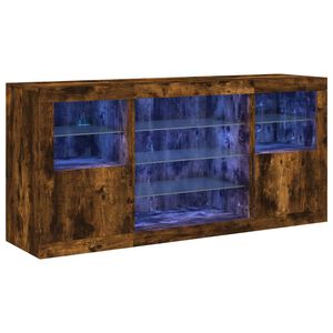 vidaXL Sk&auml;nk med LED-belysning r&ouml;kf&auml;rgad ek 142,5x37x67 cm