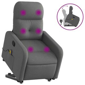vidaXL Massagef&aring;t&ouml;lj med uppresningshj&auml;lp m&ouml;rkgr&aring; tyg