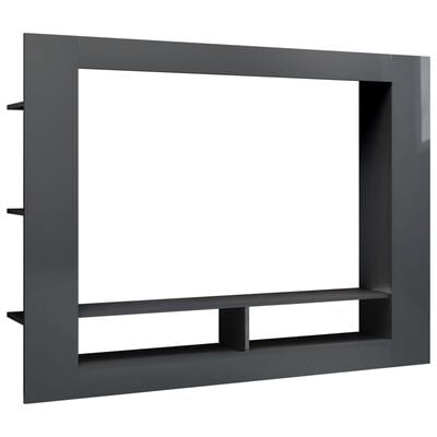 vidaXL TV-bänk grå högglans 152x22x113 cm konstruerat trä