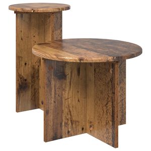 vidaXL Sidobordsset 2 st Gammalt tr&auml; &Oslash; 45 x 35 cm Konstruerat tr&auml;