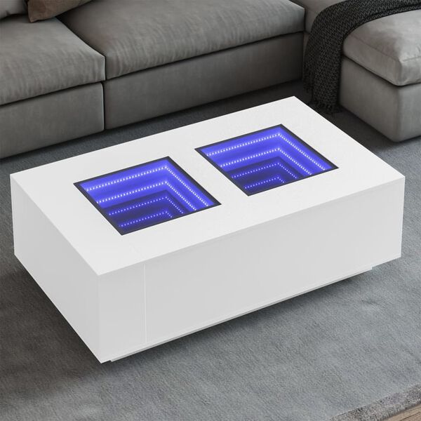 vidaXL Soffbord med Infinity LEDs vit 116x69x40 cm