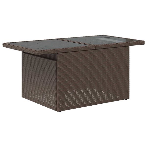 vidaXL Tr&auml;dg&aring;rdsoffset med kudde med kudde 9 pcs Brun Poly Rattan