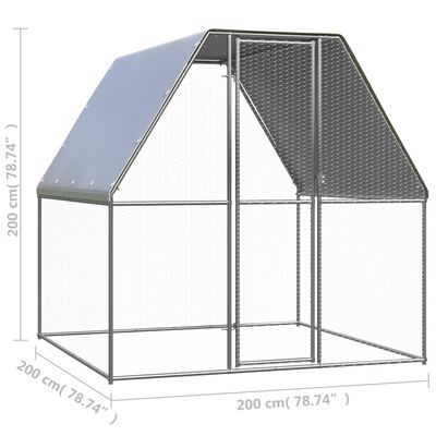 vidaXL Hönsbur för utomhusbruk 2x2x2 m galvaniserat stål