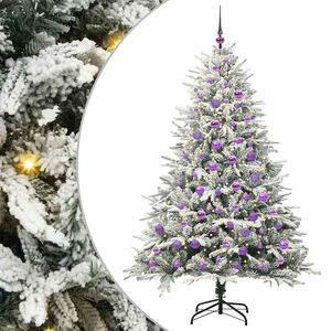 vidaXL Konstgjord F&ouml;rbelyst Julgran med Bollsats Gr&ouml;n 180 cm
