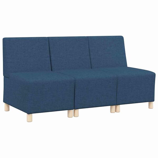 vidaXL Modulsofa utan armst&ouml;d 3 pcs Bl&aring; 55 x 74 x 82 cm tyg