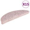 vidaXL Trappmattor 15 st 56x17x3 cm ljusrosa halvrunda