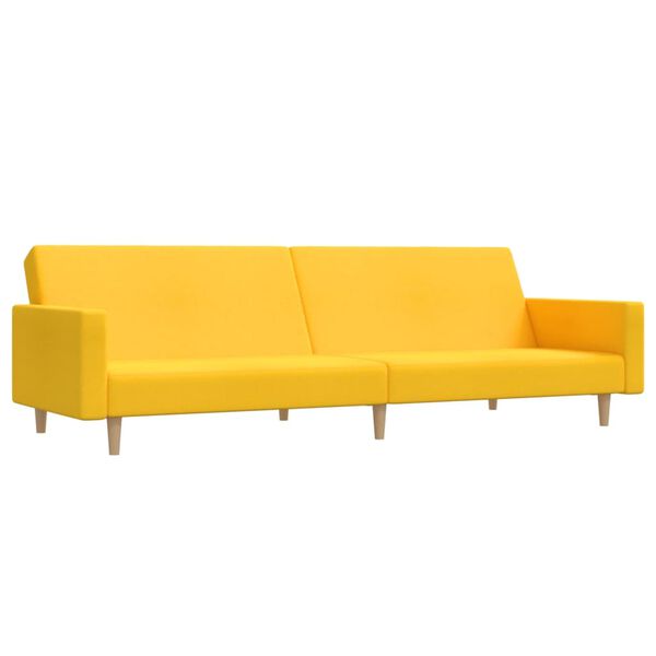 vidaXL B&auml;ddsoffa 2-sits med fotpall gul tyg