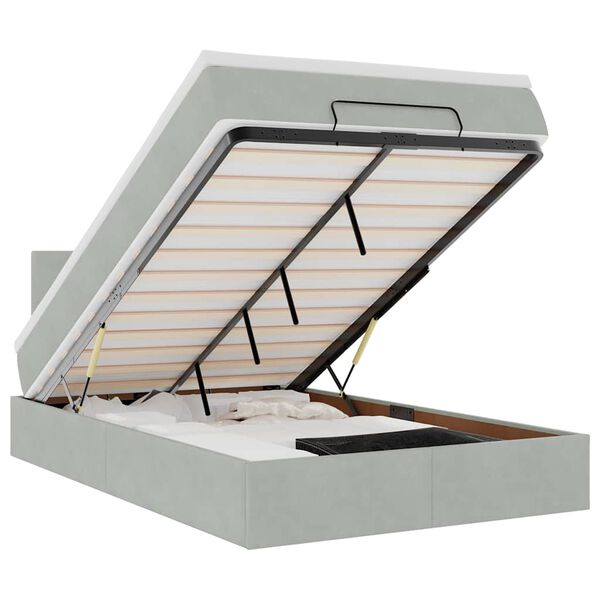 vidaXL Ottoman s&auml;ngram med madrass ljusgr&aring; 120x200 cm sammet