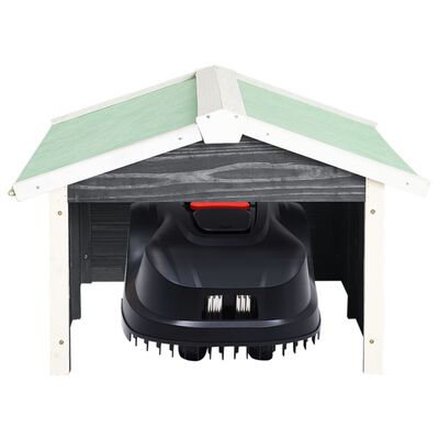 vidaXL Garage för robotgräsklippare 72x87x50 cm grå och vit granträ
