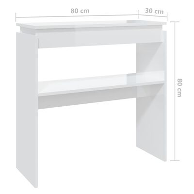 vidaXL Konsolbord vit högglans 80x30x80 cm konstruerat trä