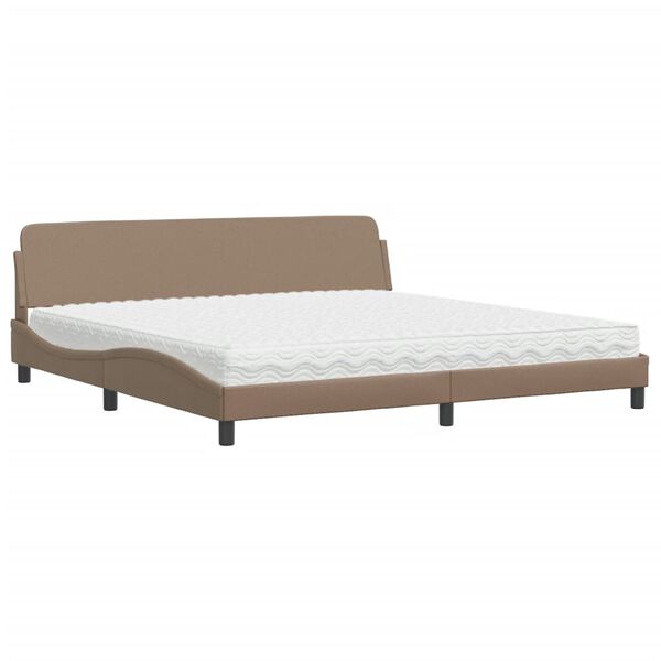 vidaXL Bed with Mattress "Dover" Cappuccino 200x200 cm Faux Leather