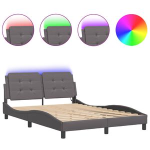 vidaXL Bed Frame with LED without Mattress "Zadar" Grey 120x200 cm
