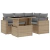 vidaXL Soffgrupp f&ouml;r tr&auml;dg&aring;rden med dynor 5 delar beige konstrotting