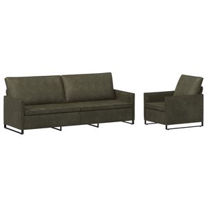 vidaXL Soffset 2 st Arm&eacute;gr&ouml;n Faux mockatyg