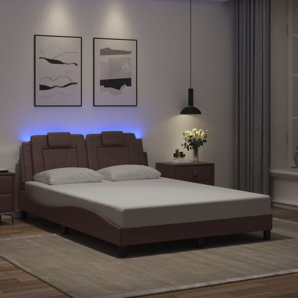 vidaXL Bed Frame "Viana" with LED without Mattress Brown 120x200 cm
