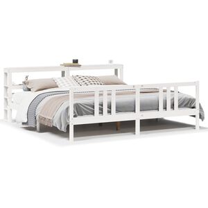 vidaXL S&auml;ngram med huvudgavel utan madrass vit 200x200 cm