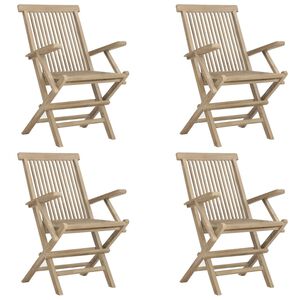 vidaXL Hopf&auml;llbara stolar 4 st gr&aring; 56x61x89 cm massivt tr&auml; teak
