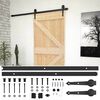 vidaXL Skjutd&ouml;rr Naturlig och svart 100 x 210 cm Massiv furu
