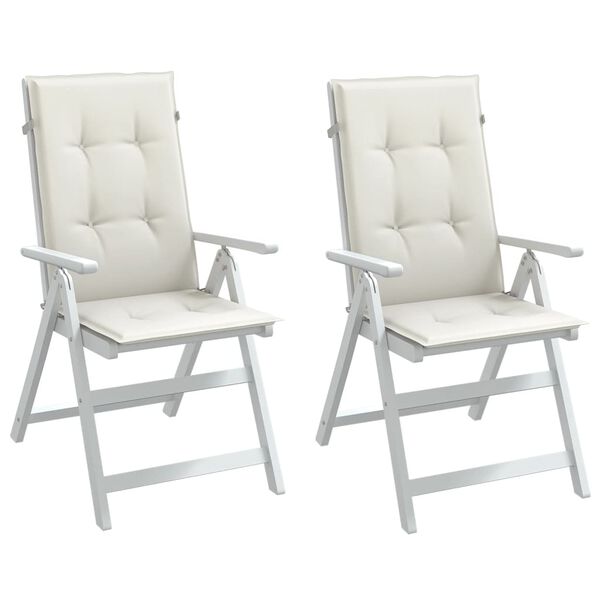 vidaXL Stolsdynor högt ryggstöd 2 st melerad gräddvit 120x50x4 cm tyg