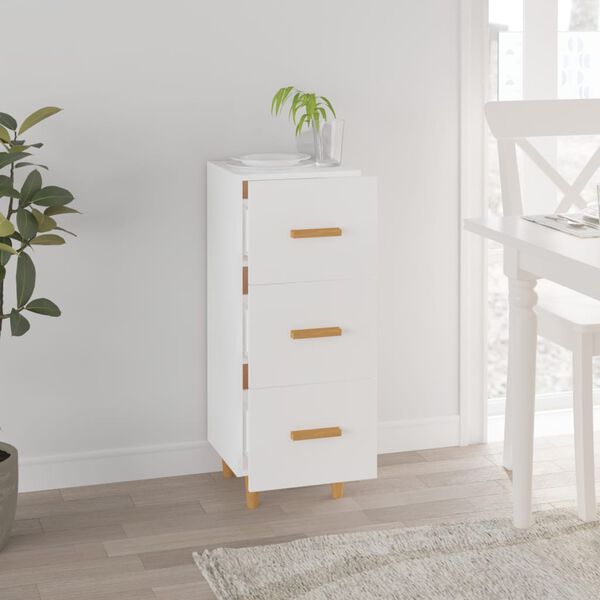 vidaXL Skänk vit 34,5x34x90 cm konstruerat trä