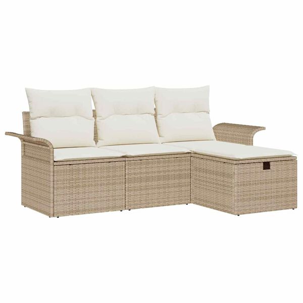 vidaXL Tr&auml;dg&aring;rdsoffset 4 pcs Beige och gr&auml;ddf&auml;rgad konstrotting