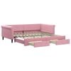 vidaXL Dagb&auml;dd utdragbar med l&aring;dor rosa 100x200 cm sammet
