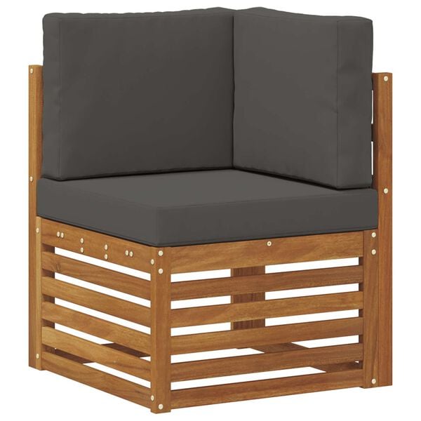 vidaXL Sektionsoffgrupp 7 pcs Naturlig och Antracit Massivt Akaciatr&auml;